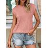 imagePRETTYGARDEN Blouses for Women Dressy Casual 2026 Spring Summer Business Office Tops Cap Sleeve Textured Cute Work ShirtPink