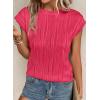 imagePRETTYGARDEN Blouses for Women Dressy Casual 2026 Spring Summer Business Office Tops Cap Sleeve Textured Cute Work ShirtRed
