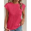 imagePRETTYGARDEN Blouses for Women Dressy Casual 2026 Spring Summer Business Office Tops Cap Sleeve Textured Cute Work ShirtRed