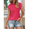 imagePRETTYGARDEN Blouses for Women Dressy Casual 2026 Spring Summer Business Office Tops Cap Sleeve Textured Cute Work ShirtRed