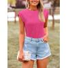 imagePRETTYGARDEN Blouses for Women Dressy Casual 2026 Spring Summer Business Office Tops Cap Sleeve Textured Cute Work ShirtRose Red
