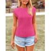 imagePRETTYGARDEN Blouses for Women Dressy Casual 2026 Spring Summer Business Office Tops Cap Sleeve Textured Cute Work ShirtRose Red