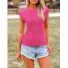 imagePRETTYGARDEN Blouses for Women Dressy Casual 2026 Spring Summer Business Office Tops Cap Sleeve Textured Cute Work ShirtRose Red
