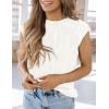imagePRETTYGARDEN Blouses for Women Dressy Casual 2026 Spring Summer Business Office Tops Cap Sleeve Textured Cute Work ShirtWhite