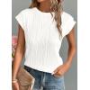 imagePRETTYGARDEN Blouses for Women Dressy Casual 2026 Spring Summer Business Office Tops Cap Sleeve Textured Cute Work ShirtWhite
