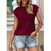 imagePRETTYGARDEN Blouses for Women Dressy Casual 2026 Spring Summer Business Office Tops Cap Sleeve Textured Cute Work ShirtWine Red