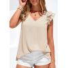 imagePRETTYGARDEN Blouses for Women Dressy Casual Summer Going Out Tops 2026 Spring Business Work V Neck Ruffle Cap Sleeve ShirtsBeige