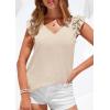 imagePRETTYGARDEN Blouses for Women Dressy Casual Summer Going Out Tops 2026 Spring Business Work V Neck Ruffle Cap Sleeve ShirtsBeige