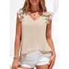 imagePRETTYGARDEN Blouses for Women Dressy Casual Summer Going Out Tops 2026 Spring Business Work V Neck Ruffle Cap Sleeve ShirtsBeige