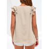 imagePRETTYGARDEN Blouses for Women Dressy Casual Summer Going Out Tops 2026 Spring Business Work V Neck Ruffle Cap Sleeve ShirtsBeige