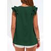 imagePRETTYGARDEN Blouses for Women Dressy Casual Summer Going Out Tops 2026 Spring Business Work V Neck Ruffle Cap Sleeve ShirtsDark Green