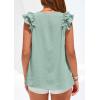 imagePRETTYGARDEN Blouses for Women Dressy Casual Summer Going Out Tops 2026 Spring Business Work V Neck Ruffle Cap Sleeve ShirtsLight Green