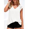 imagePRETTYGARDEN Blouses for Women Dressy Casual Summer Going Out Tops 2026 Spring Business Work V Neck Ruffle Cap Sleeve ShirtsWhite
