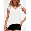 imagePRETTYGARDEN Blouses for Women Dressy Casual Summer Going Out Tops 2026 Spring Business Work V Neck Ruffle Cap Sleeve ShirtsWhite