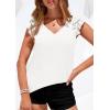 imagePRETTYGARDEN Blouses for Women Dressy Casual Summer Going Out Tops 2026 Spring Business Work V Neck Ruffle Cap Sleeve ShirtsWhite