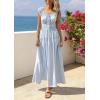 imagePRETTYGARDEN Boho Maxi Dresses for Women 2026 Summer Floral Wedding Guest Dress Resort Wear Spring Long Flowy Beach SundressBlue Striped