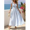 imagePRETTYGARDEN Boho Maxi Dresses for Women 2026 Summer Floral Wedding Guest Dress Resort Wear Spring Long Flowy Beach SundressBlue Striped