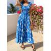 imagePRETTYGARDEN Boho Maxi Dresses for Women 2026 Summer Floral Wedding Guest Dress Resort Wear Spring Long Flowy Beach SundressBlue White Floral