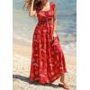 imagePRETTYGARDEN Boho Maxi Dresses for Women 2026 Summer Floral Wedding Guest Dress Resort Wear Spring Long Flowy Beach SundressBrick Red Floral