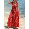 imagePRETTYGARDEN Boho Maxi Dresses for Women 2026 Summer Floral Wedding Guest Dress Resort Wear Spring Long Flowy Beach SundressBrick Red Floral
