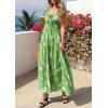 imagePRETTYGARDEN Boho Maxi Dresses for Women 2026 Summer Floral Wedding Guest Dress Resort Wear Spring Long Flowy Beach SundressGreen White Floral