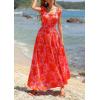 imagePRETTYGARDEN Boho Maxi Dresses for Women 2026 Summer Floral Wedding Guest Dress Resort Wear Spring Long Flowy Beach SundressOrange Pink Red Floral