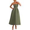 imagePRETTYGARDEN Cocktail Dresses for Women 2026 Summer Formal Elegant Tube Top Strapless Spring Wedding Guest Party Midi DressArmy Green
