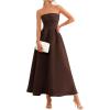imagePRETTYGARDEN Cocktail Dresses for Women 2026 Summer Formal Elegant Tube Top Strapless Spring Wedding Guest Party Midi DressBrown