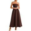 imagePRETTYGARDEN Cocktail Dresses for Women 2026 Summer Formal Elegant Tube Top Strapless Spring Wedding Guest Party Midi DressBrown