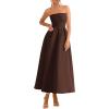 imagePRETTYGARDEN Cocktail Dresses for Women 2026 Summer Formal Elegant Tube Top Strapless Spring Wedding Guest Party Midi DressBrown