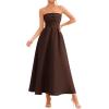 imagePRETTYGARDEN Cocktail Dresses for Women 2026 Summer Formal Elegant Tube Top Strapless Spring Wedding Guest Party Midi DressBrown