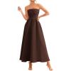imagePRETTYGARDEN Cocktail Dresses for Women 2026 Summer Formal Elegant Tube Top Strapless Spring Wedding Guest Party Midi DressBrown
