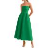 imagePRETTYGARDEN Cocktail Dresses for Women 2026 Summer Formal Elegant Tube Top Strapless Spring Wedding Guest Party Midi DressGreen