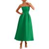 imagePRETTYGARDEN Cocktail Dresses for Women 2026 Summer Formal Elegant Tube Top Strapless Spring Wedding Guest Party Midi DressGreen