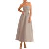 imagePRETTYGARDEN Cocktail Dresses for Women 2026 Summer Formal Elegant Tube Top Strapless Spring Wedding Guest Party Midi DressKhaki