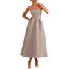 imagePRETTYGARDEN Cocktail Dresses for Women 2026 Summer Formal Elegant Tube Top Strapless Spring Wedding Guest Party Midi DressKhaki