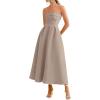 imagePRETTYGARDEN Cocktail Dresses for Women 2026 Summer Formal Elegant Tube Top Strapless Spring Wedding Guest Party Midi DressKhaki