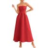 imagePRETTYGARDEN Cocktail Dresses for Women 2026 Summer Formal Elegant Tube Top Strapless Spring Wedding Guest Party Midi DressRed