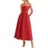 imagePRETTYGARDEN Cocktail Dresses for Women 2026 Summer Formal Elegant Tube Top Strapless Spring Wedding Guest Party Midi DressRed
