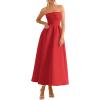 imagePRETTYGARDEN Cocktail Dresses for Women 2026 Summer Formal Elegant Tube Top Strapless Spring Wedding Guest Party Midi DressRed