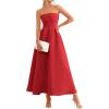 imagePRETTYGARDEN Cocktail Dresses for Women 2026 Summer Formal Elegant Tube Top Strapless Spring Wedding Guest Party Midi DressRed