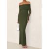 imagePRETTYGARDEN Fall Dresses for Women 2026 Elegant Off The Shoulder Long Sleeve Formal Wedding Guest Bodycon Maxi DressArmy Green