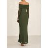 imagePRETTYGARDEN Fall Dresses for Women 2026 Elegant Off The Shoulder Long Sleeve Formal Wedding Guest Bodycon Maxi DressArmy Green