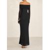 imagePRETTYGARDEN Fall Dresses for Women 2026 Elegant Off The Shoulder Long Sleeve Formal Wedding Guest Bodycon Maxi DressBlack
