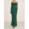 imagePRETTYGARDEN Fall Dresses for Women 2026 Elegant Off The Shoulder Long Sleeve Formal Wedding Guest Bodycon Maxi DressGreen