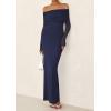 imagePRETTYGARDEN Fall Dresses for Women 2026 Elegant Off The Shoulder Long Sleeve Formal Wedding Guest Bodycon Maxi DressNavy
