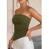 imagePRETTYGARDEN Going Out Tube Tops for Women Trendy Summer 2026 Asymmetrical Ruched Strapless Bandeau Shirts Spring ClothesArmy Green