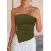 imagePRETTYGARDEN Going Out Tube Tops for Women Trendy Summer 2026 Asymmetrical Ruched Strapless Bandeau Shirts Spring ClothesArmy Green