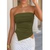 imagePRETTYGARDEN Going Out Tube Tops for Women Trendy Summer 2026 Asymmetrical Ruched Strapless Bandeau Shirts Spring ClothesArmy Green