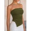 imagePRETTYGARDEN Going Out Tube Tops for Women Trendy Summer 2026 Asymmetrical Ruched Strapless Bandeau Shirts Spring ClothesArmy Green